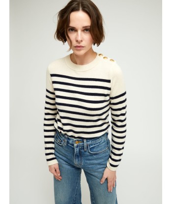 THEO STRIPED SWEATER ANTIQUE WHITE & NAVY Comparez plus de prix