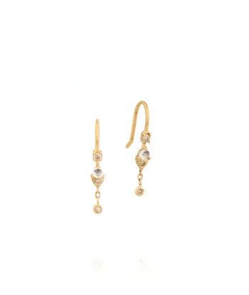 MOONSTONE AND DIAMONDS SLEEPERS EARRINGS en ligne