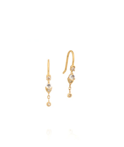 MOONSTONE AND DIAMONDS SLEEPERS EARRINGS en ligne