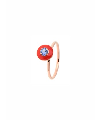 RING GOLD ROSE ENAMEL & TANZANITE Pour