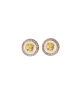 DIAM & ENAMEL & YELLOW SAPPHIRE EARRINGS Paris Déstockage Promo