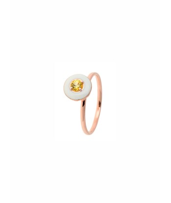 PINK GOLD ROSE ENAMEL & YELLOW SAPHIRE livraison gratuite